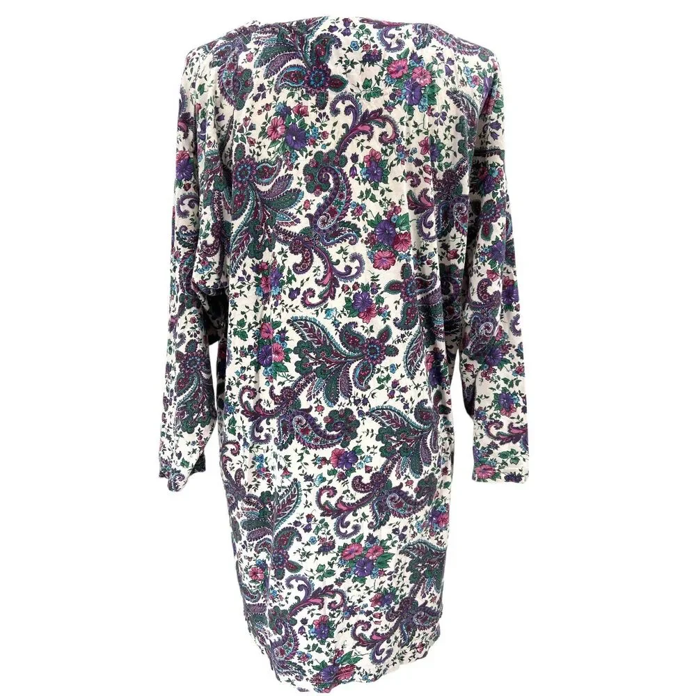 Victorias Secret Womens Gold Label Shirt M/L White Paisley‎ Long Pajama Shirt